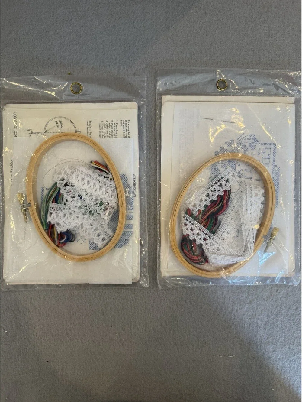 Vtg 1988 Colortex Stamped Mini Oval Cross Stitch Christmas Theme Set Of 2 New